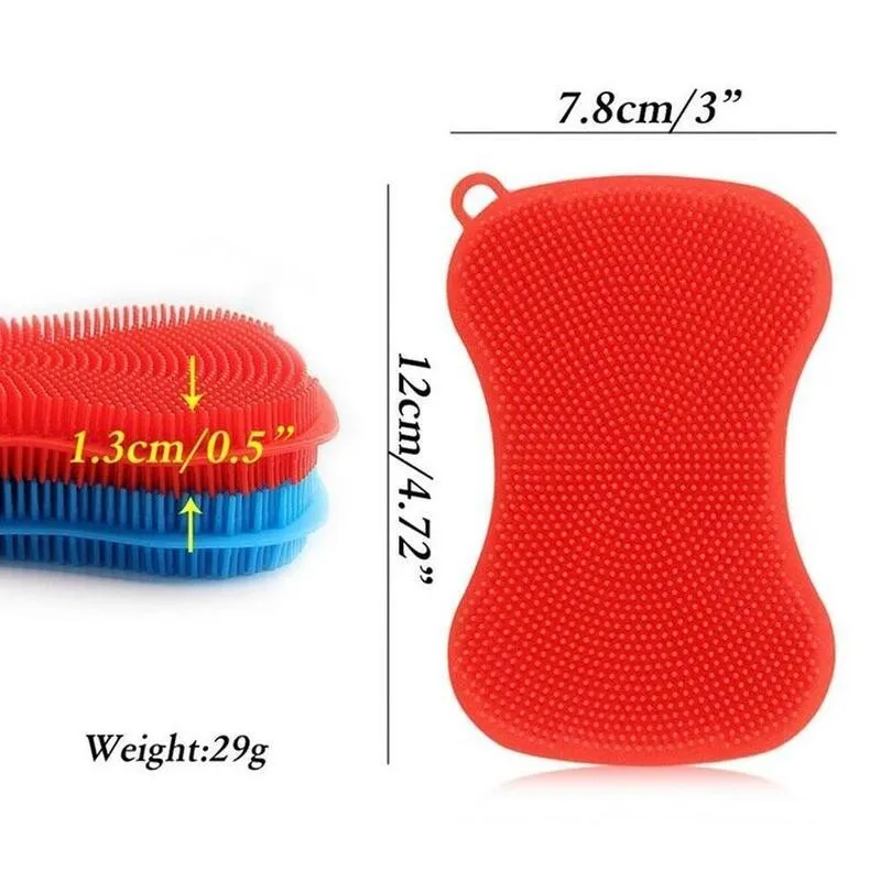 

1pc Silicone Kitchen Dishes Cleaning Brush Fruit Vegetable Dishwashing Brush Pot Pan Sponge Brush
