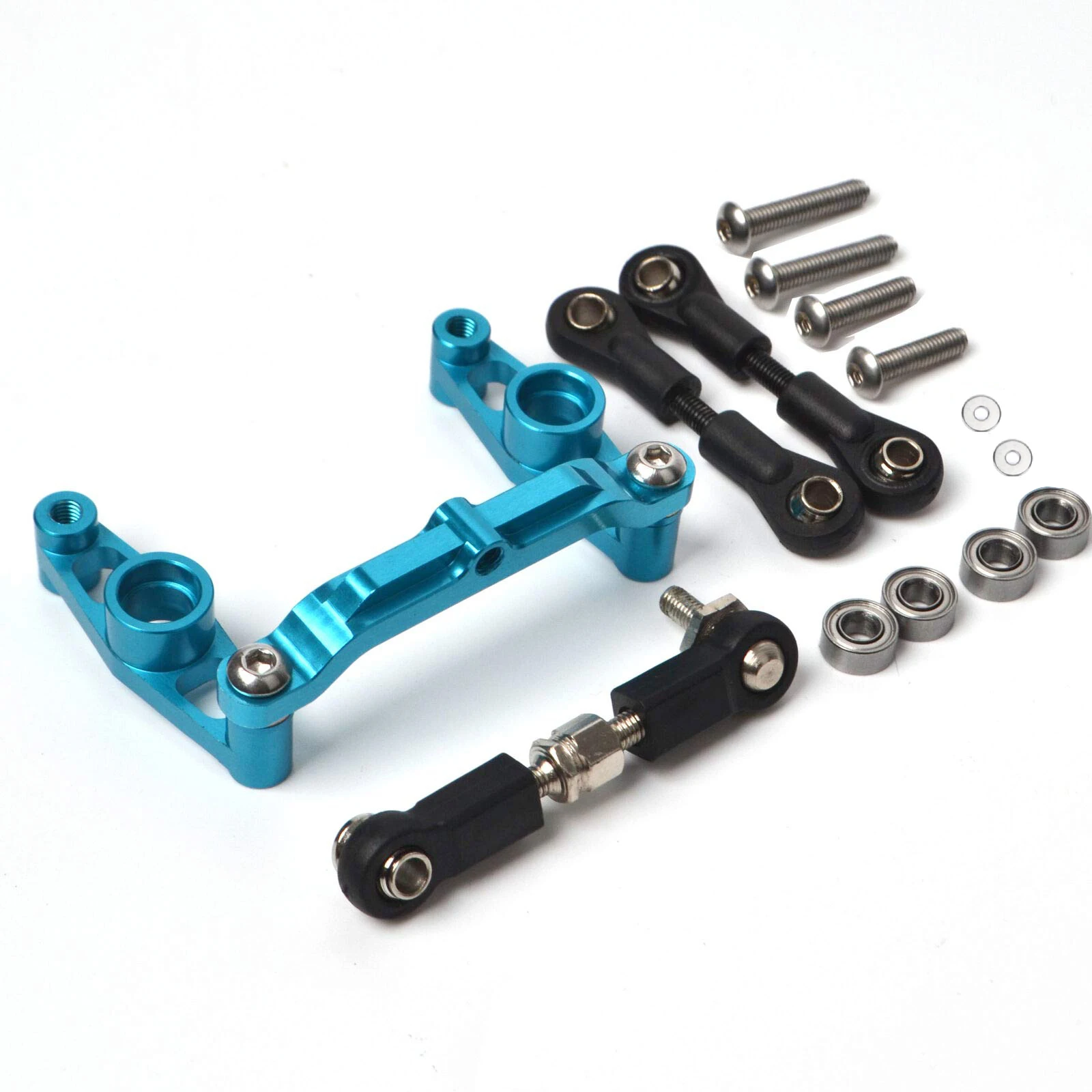 Juego de direcci&oacute;n de manivela de rodamiento de bolas de aluminio para coche de control remoto, piezas mejoradas para Tamiya TT02 TT-02 1/10 RC, TT-02D-1