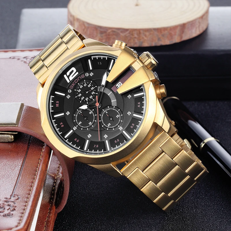 Часы наручные Skone Мужские кварцевые роскошные брендовые водонепроницаемые