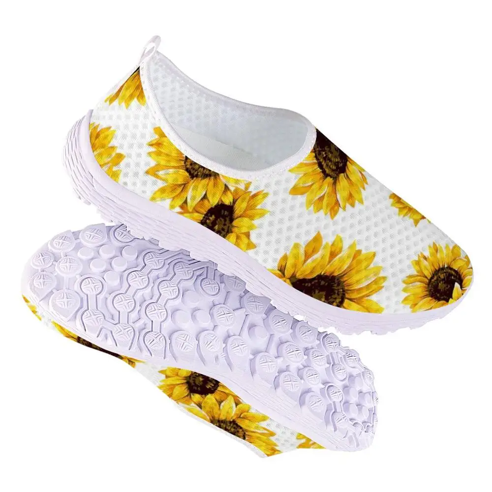 FORUDESIGNS/желтый цветок Sunfloral Лето Футболка с принтом Женская дышащая обувь на