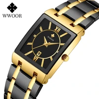 relogio masculino wwoor 2022 new business full steel mens watches top brand luxury gold black quartz date watch men square clock