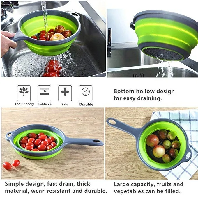 Силиконовая сливная корзина кухонные аксессуары Круглый дуршлаг складной ящик