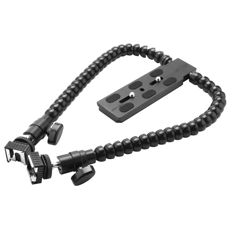 

New Flexible Dual Arm Hot Shoe Flash Bracket Mount Holder for Canon Nikon Pentax Macro Shot Camera Accessories