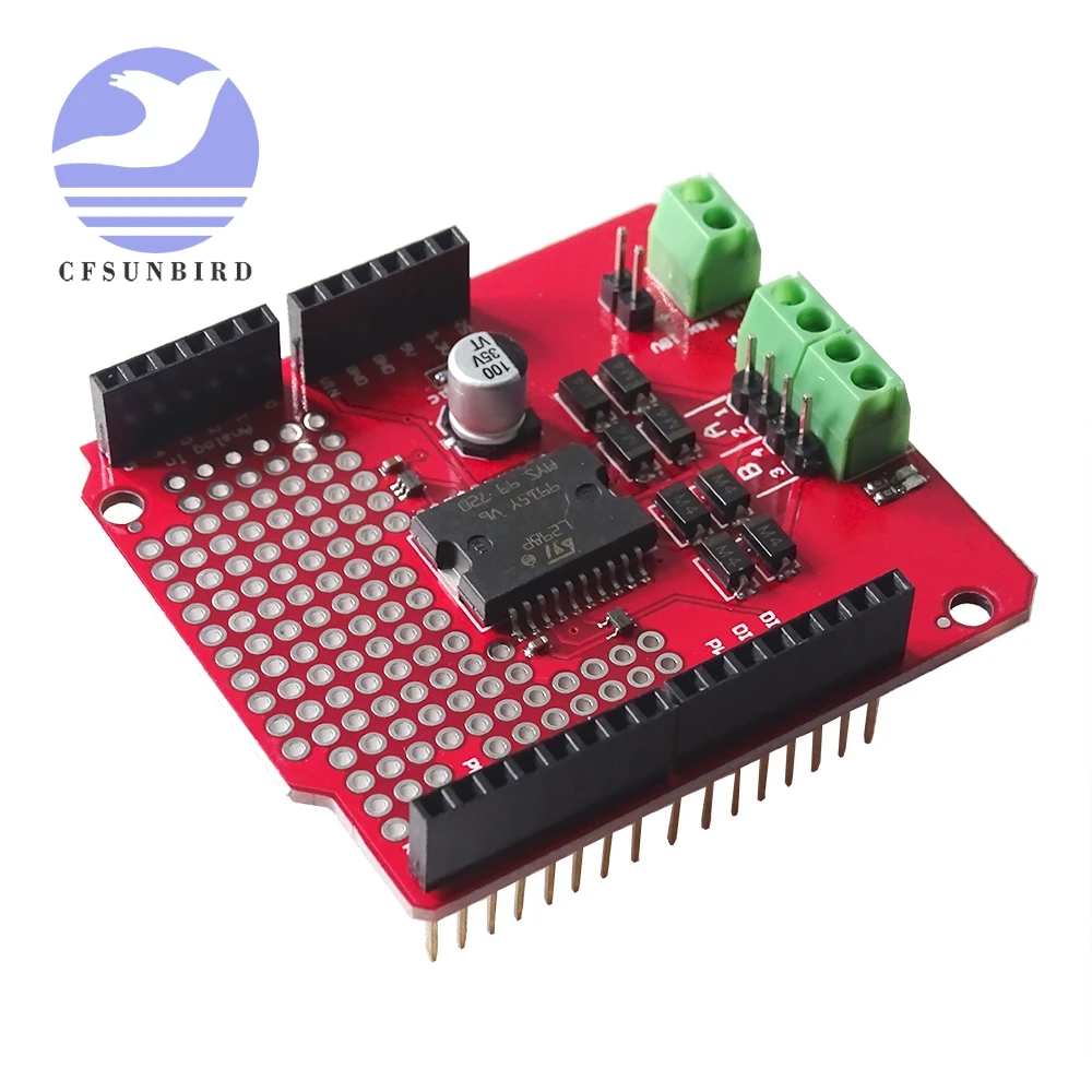 Двухтоковый канальный драйвер двигателей Щит L298P 2A DC шаговый привод плата для