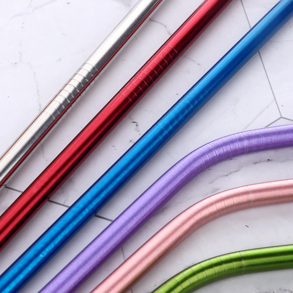 Яркая соломинка для питья из нержавеющей стали 10 шт.|Соломинки питья| |