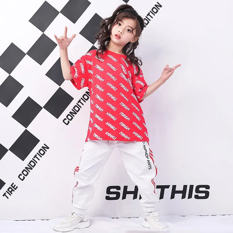 Детские джазовые костюмы новый комплект в стиле хип-хоп летняя футболка с