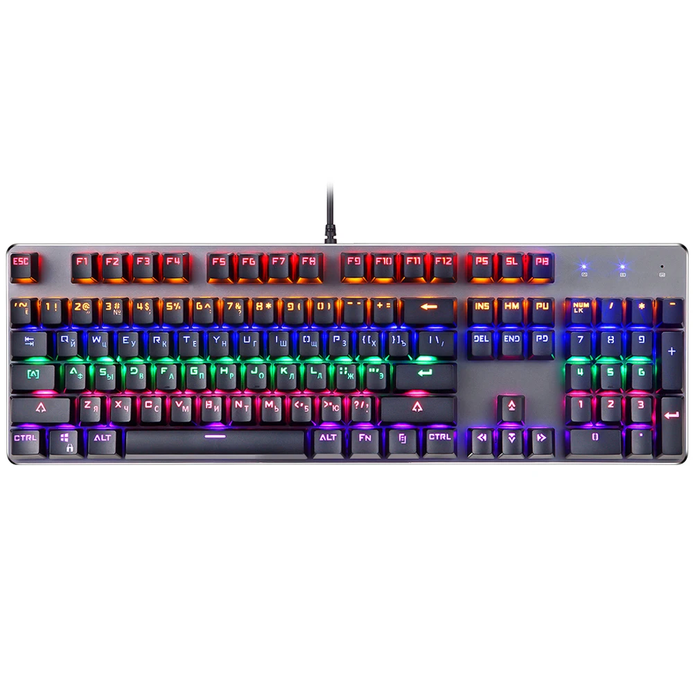 Механическая клавиатура RGB с 104 клавишами русская игровая английский синий