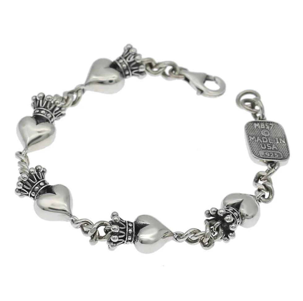 

925 sterling silver fashion crown heart bracelet exquisite jewelry ladies holiday gift about 31 grams of silver