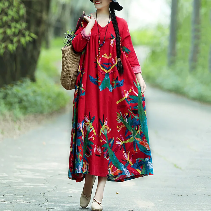 Женское винтажное осеннее платье женское Ретро контрастное Платье макси с
