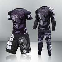 men compression mma shirtsleggings set boxing muay thai shorts rashguard jiu jitsu kickboxing gym fitness sport suits clothing