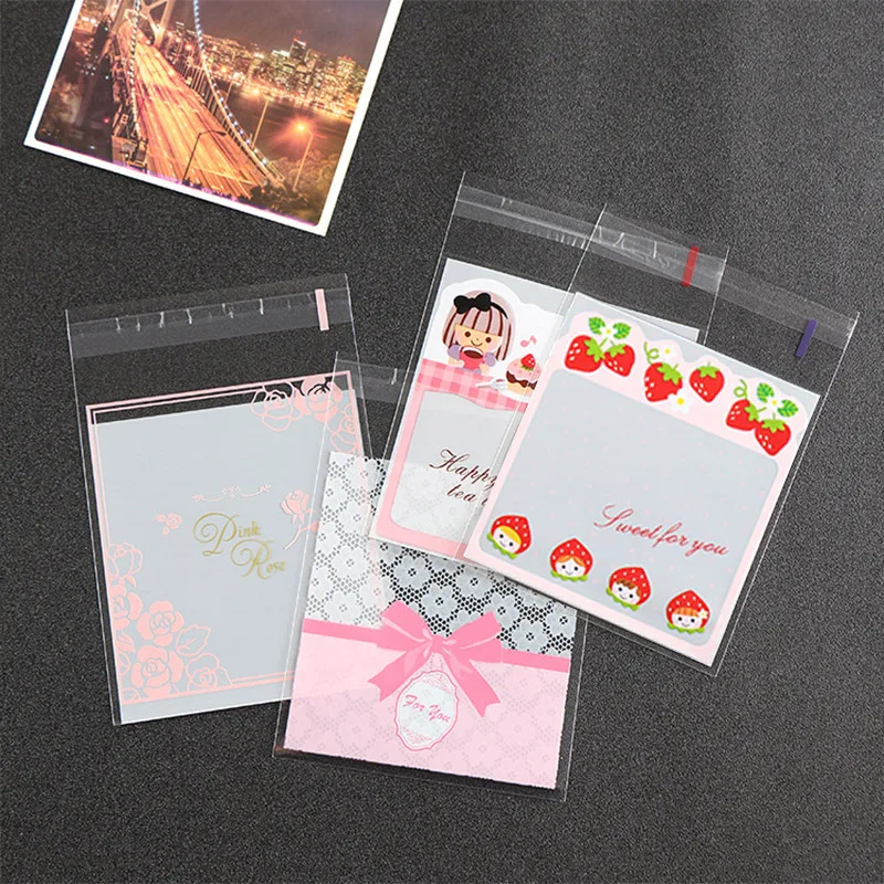 100 шт Подарочный упаковочный пакет пластиковый бисквит для упаковки хлеба