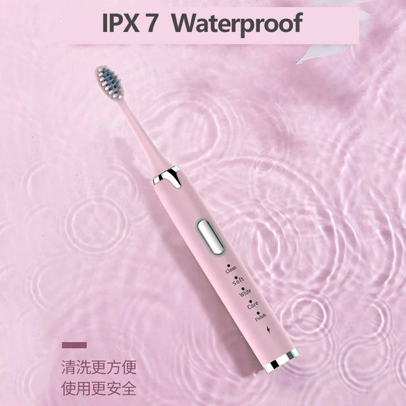 

Sonic Powerful Electric Toothbrush Rechargeable 5 Mode Adult Timer Ultrasonic Washable Electronic White Waterproof Teeth Brush