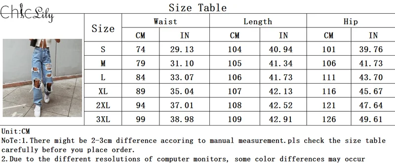 

Chiclily Loose Destroyed Hole Denim Mopping Pants Casual Vintage Wide Leg Jeans Women's Fashion Trousers