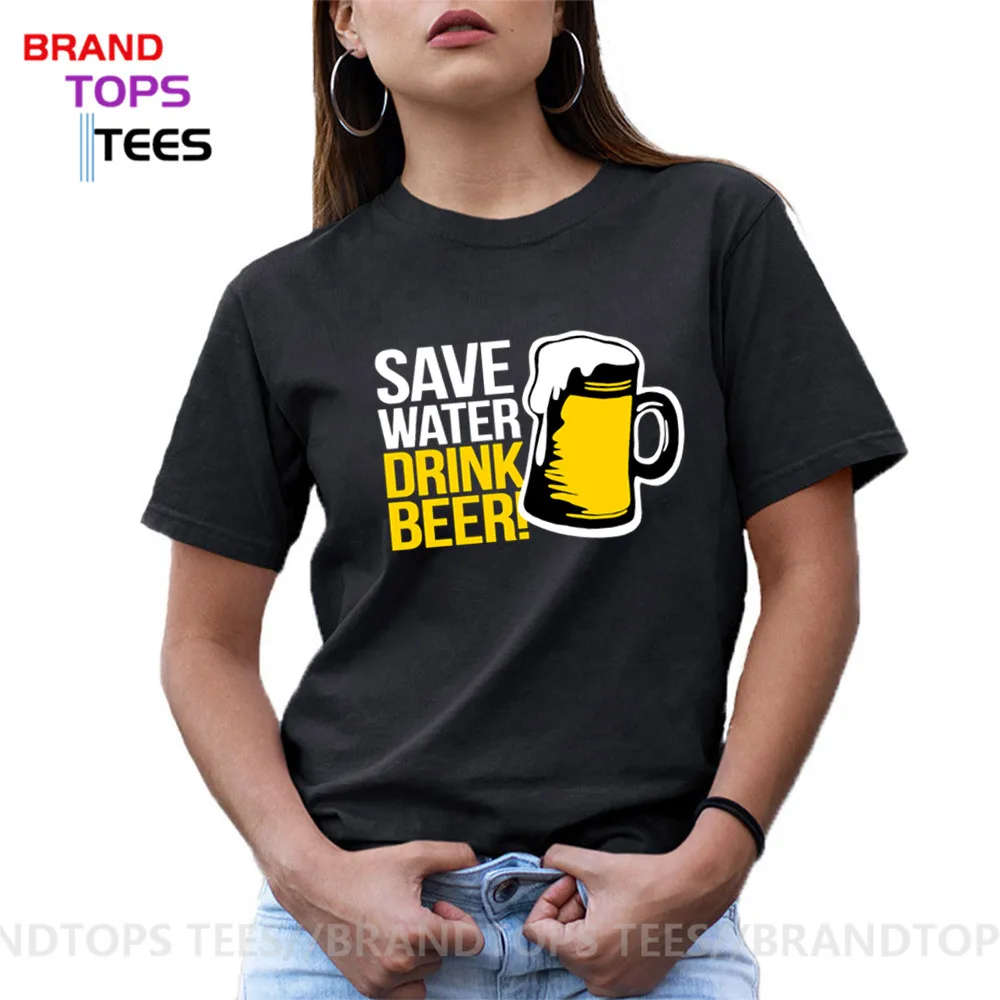 

Комикс экономить воду пить пиво футболка для женщин большой с круглым вырезом и короткими рукавами, из хлопка, в семейном стиле Вечерние заб...