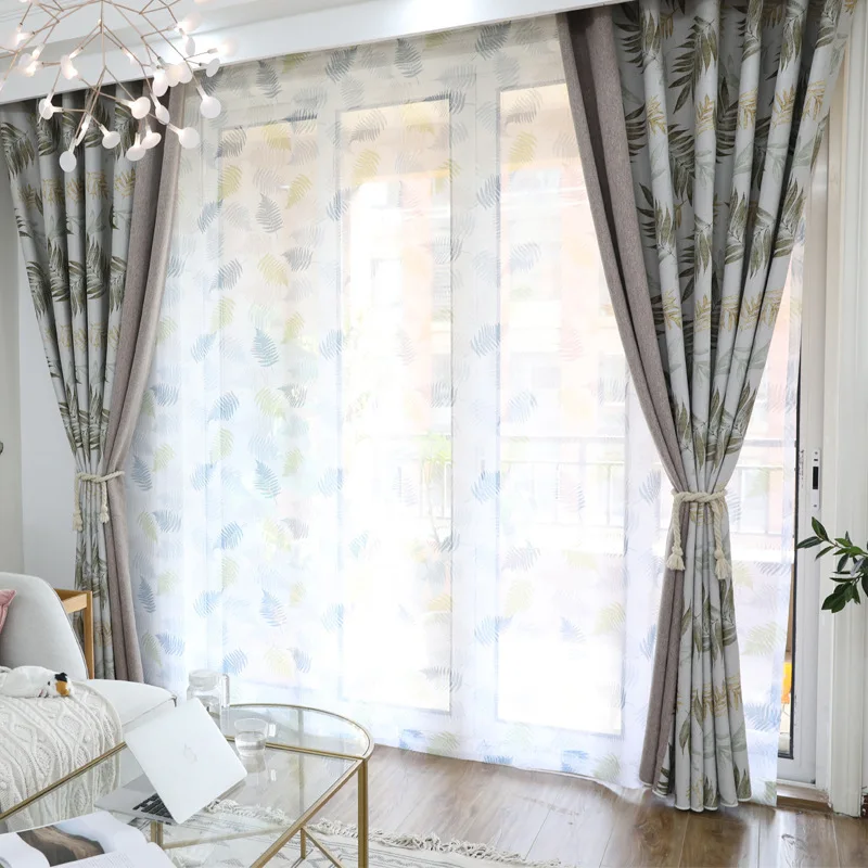 Новые высококачественные большие листья с полными затемненными занавесками для