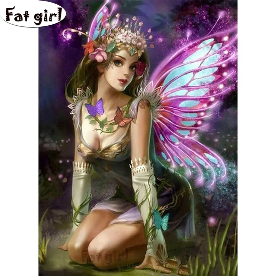 

Diy Diamond painting Cross Stitch Butterfly Elf beauty 5D embroidery square round mosaic Package diamond kits handmade products