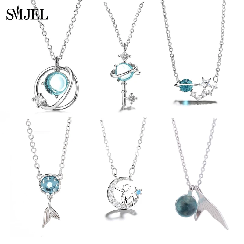 Ожерелье SMJEL с подвеской в виде хвоста русалки кристаллами Женское