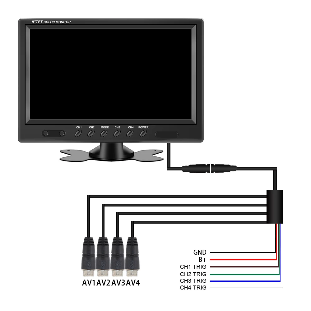 $62.10 9 inch TFT LCD Split Screen Quad Monitor Security Surveillance Car Headrest Rear View Monitor Parking Rear view Camera System