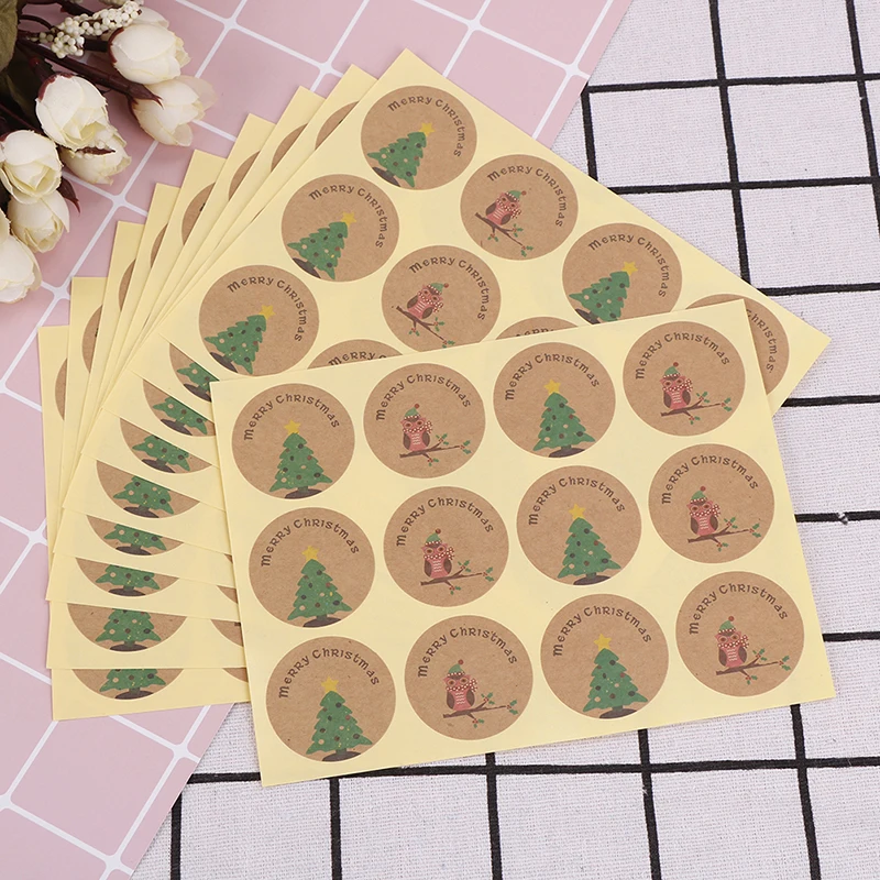 120pcs 60-500 шт Веселый Рождественский Санта Клаус Олень декоративные круглые самоклеящиеся уплотнительные наклейки s Подарочный стикер для канцелярских товаров - Цвет: 120pcs