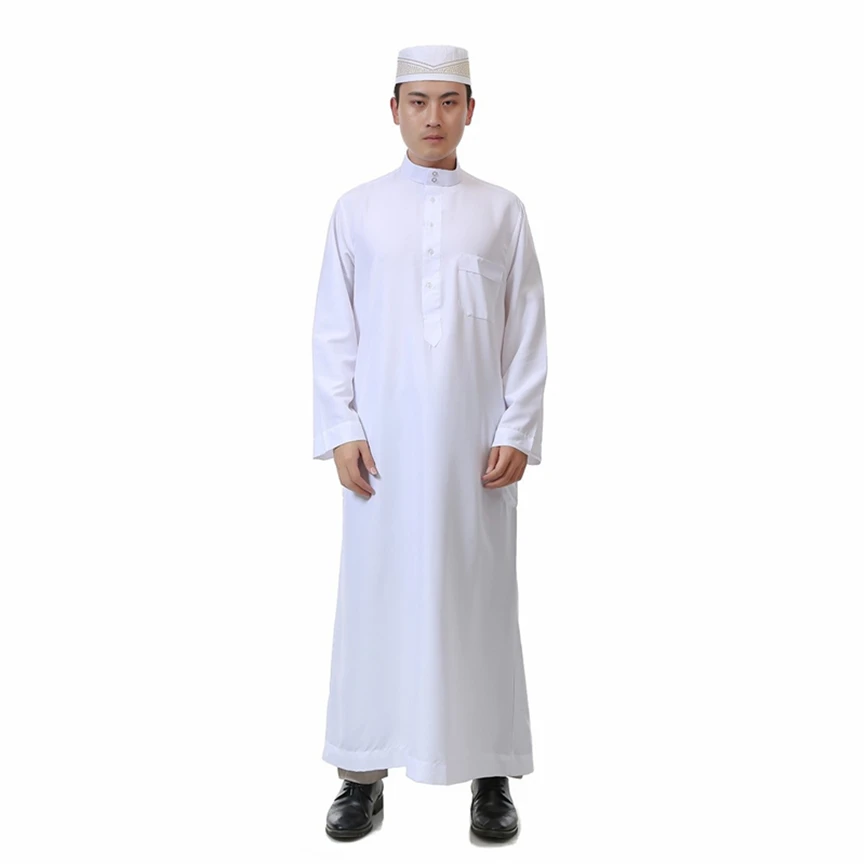

Arab Male Islamic Clothing for Men Saudi Arabia Jubba Eid Traditional Solid Robes Allah Salam Arab Clothes 52-62