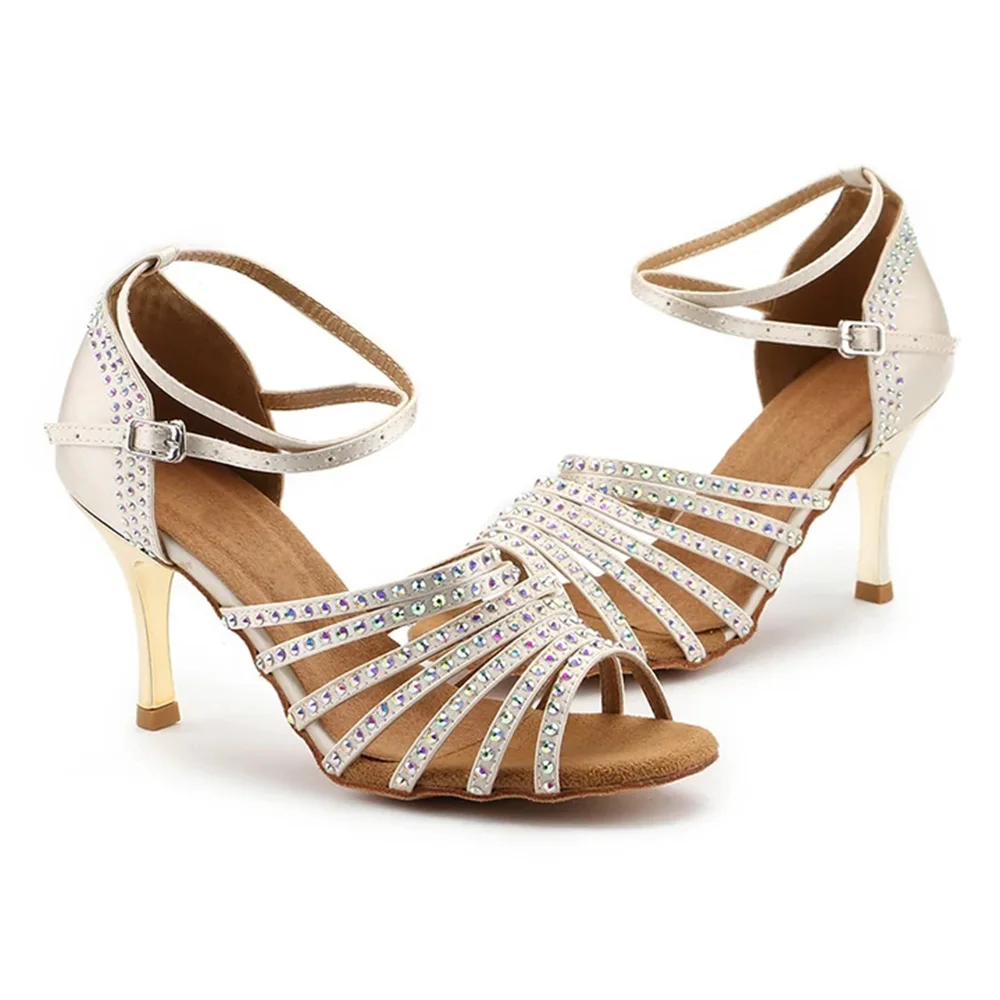 Women Luxury  Rhinestone Latin Dance Shoes Ballroom Black Bridal Shoes Dancing Shoes Party Sandals Salsa Dance high heel shoes