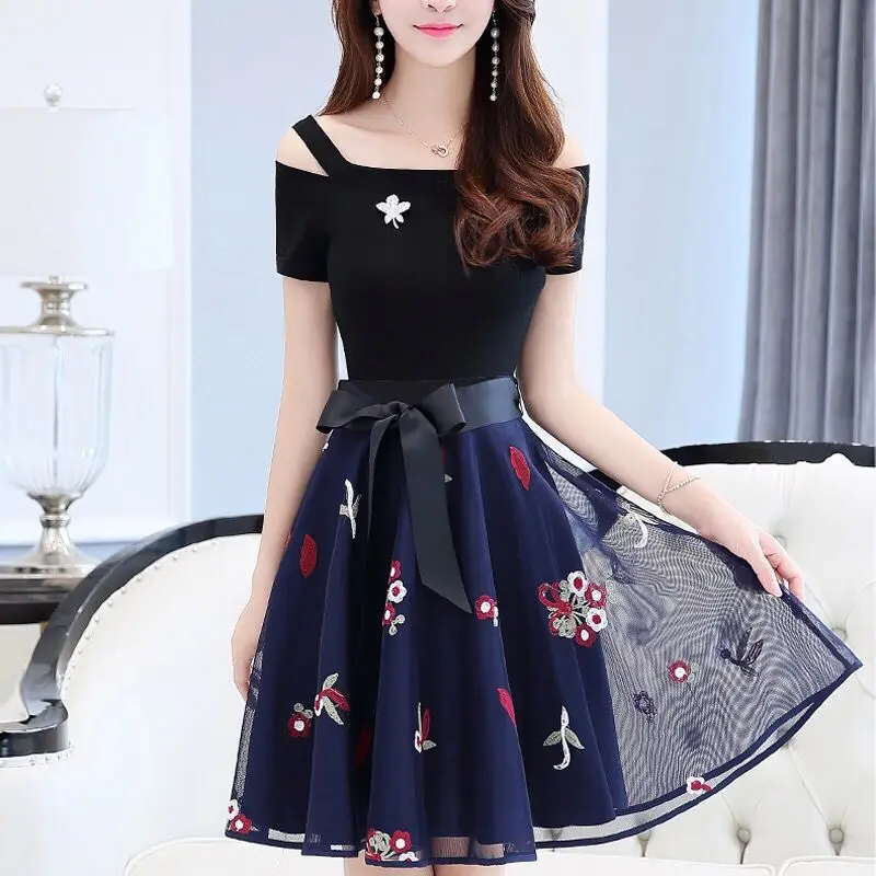 

Chinese Dress Women Summer Dress 2021 New Korean Temperament Lady Dress Fashion Style Show Thin Cover Belly Skirt Cheongsam Hot