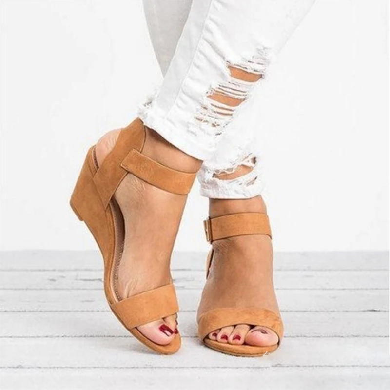 

Women Wedges Sandals Casual Buckle Strap Heel Platform Summer Gladiator Sandals Fashion Open Toe Elevator Roman Shoes Ladies