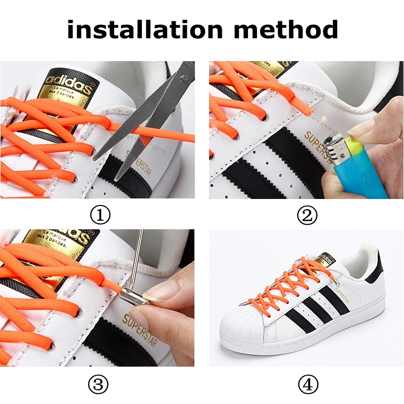 

1 Pair New Elastic Shoelaces Metal Tip Round Quick No Tie Shoelace Kids Adult Unisex Suitable For All Kinds Of Shoes Lazy Laces