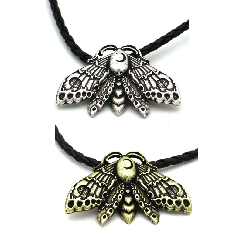 Винтажный кулон Wiccan в виде полумесяца смерти моли насекомых Hawkmoth ожерелье