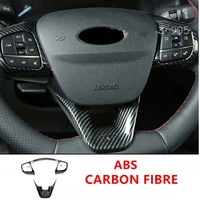 abs matte and carbon fibre for ford focus 2019 car steering wheel button frame cover trim stickers car styling accessories 2pcs