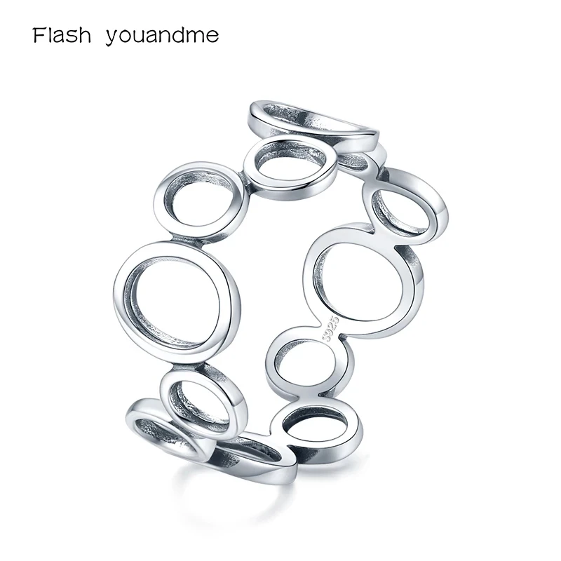 

Flash youandme s925 Sterling Silver Irregular Round Finger Ring Fashion Party Accessories For Women Fine Statement Jewelry Gift