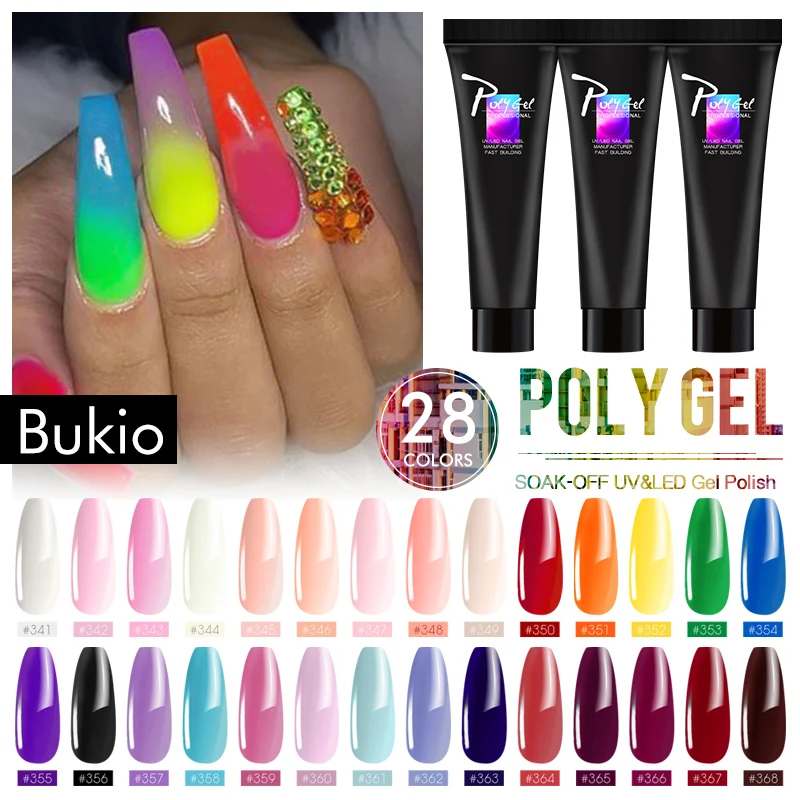 Bukio термальный полигель для наращивания ногтей цветной УФ гель быстрого клей