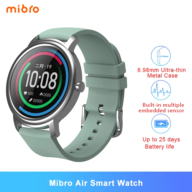 

Смарт-часы Mibro Air, 1,28 дюйма, Bluetooth 5,0, IP68, пульсометр