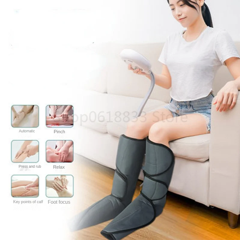 Leg Air Compression Massager Heated for Foot and Calf Thigh Circulation with Handheld Controller 2 Modes 3 Intensities