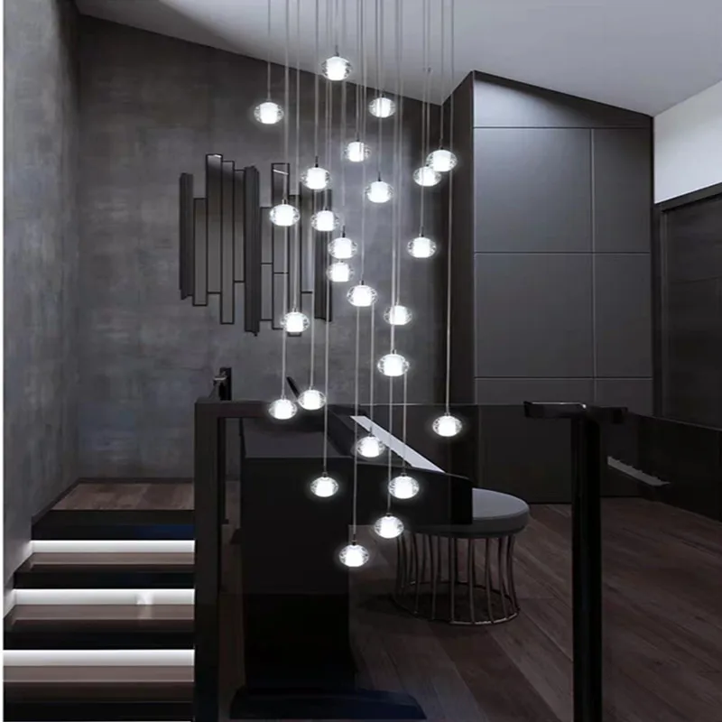 XL/лестничная площадка длинные G4 светодиодный люстры блеск Проект Светодиодный