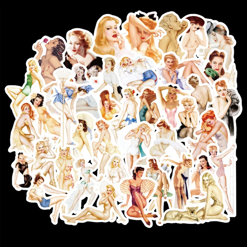 50 шт./компл. Ретро пикантные Красота Девочек ПВХ наклейки на ноутбук Скрапбукинг