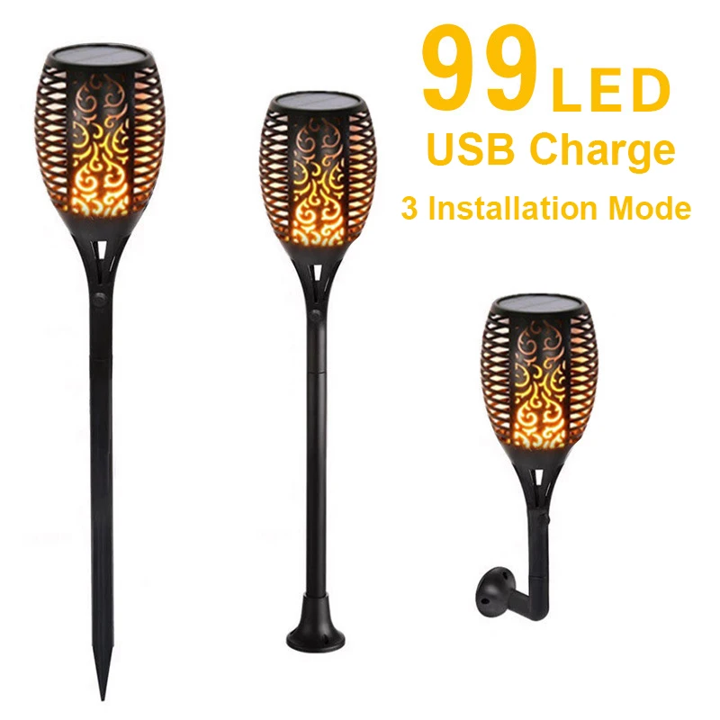 Ффонарь Trueflame на солнечной батарее с мерцающим пламенем уличная настенная лампа