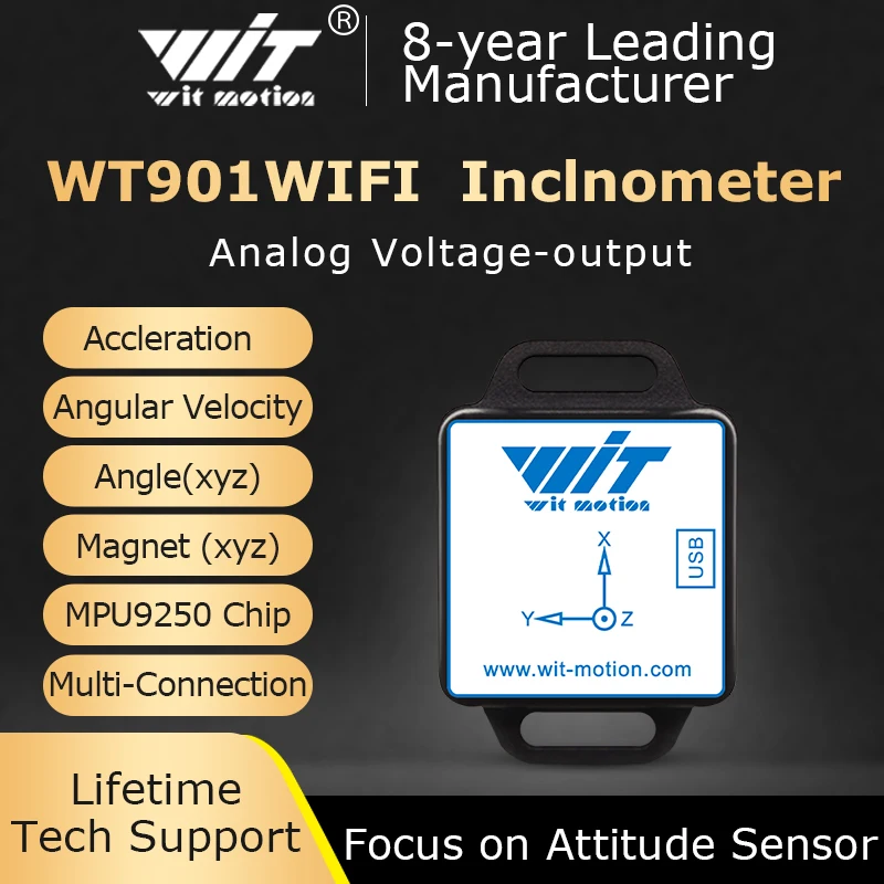 WitMotion WT901WIFI MPU9250 9 осевой беспроводной Инклинометр Акселерометр 3 угловой скорости