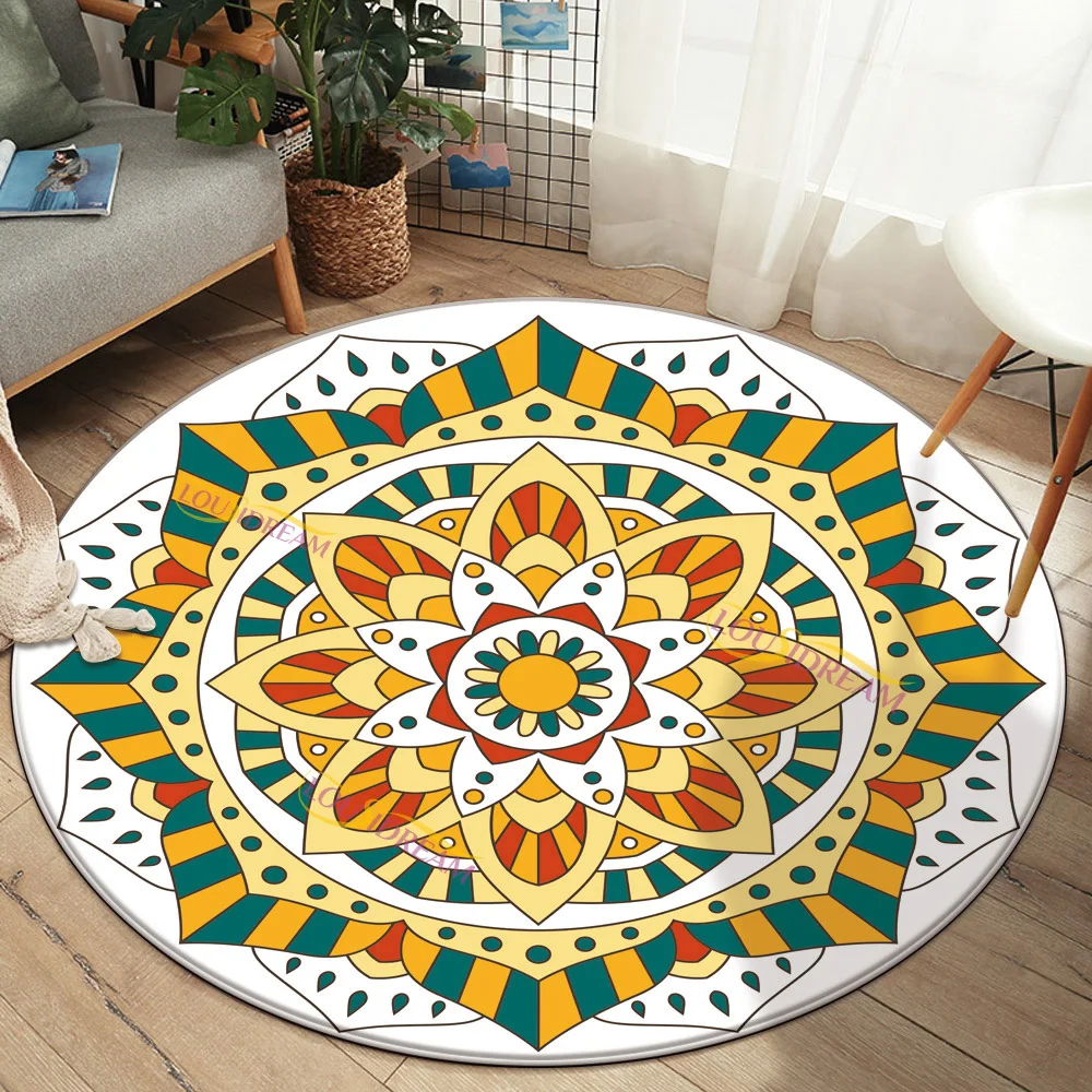 2022 Mandala Print Round Kitchen Mat Anti-slip Modern Area Rug Living Room Balcony Flowers Carpet Doormat Geometric Bath | Дом и сад