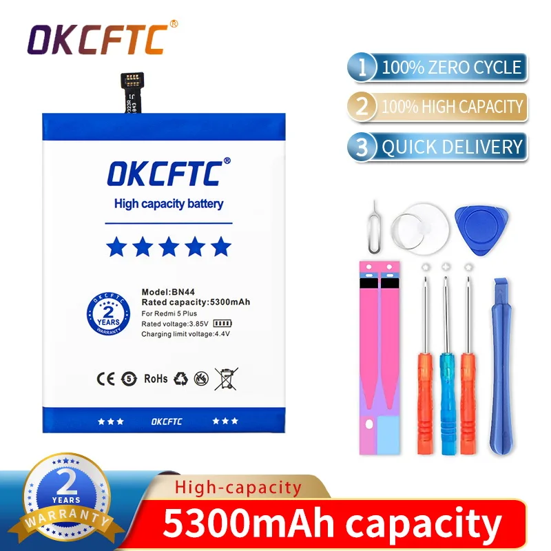 

OKCFTC BN44 For Xiaomi Redmi 5 Plus Replacement Battery 5300mAh With Free Tools