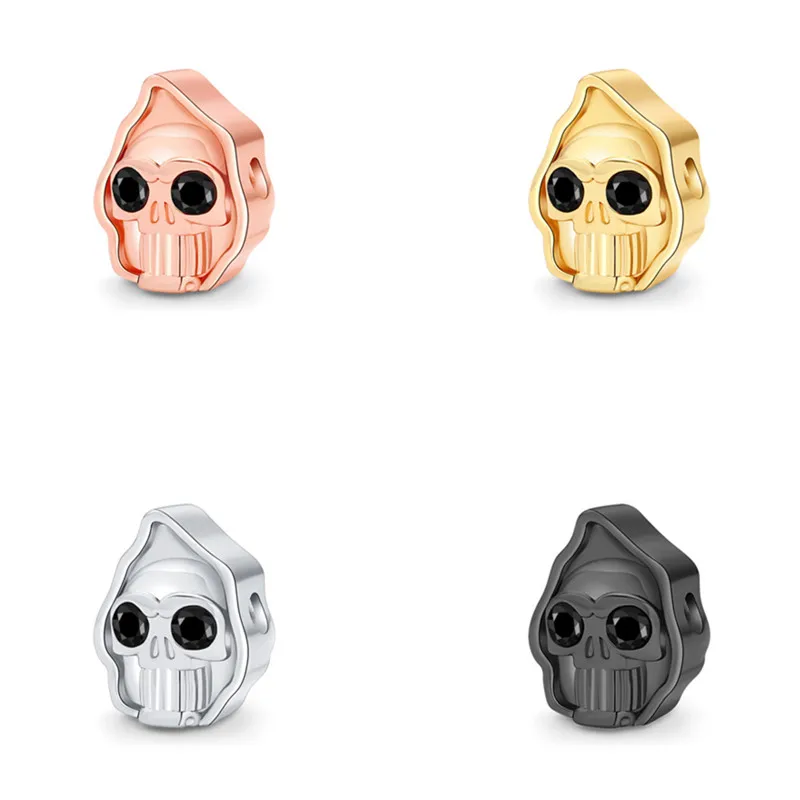 

Micro Pave Cubic Zirconia Skull Accessories Brass Charm DIY Jewelry Bracelet Beads for jewelry making Connectors Accessorie