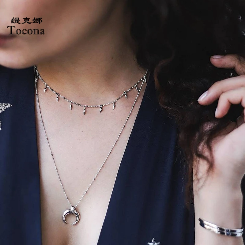 Tocona бохо серебряный цвет луна ожерелье в стиле панк металлическая цепочка с
