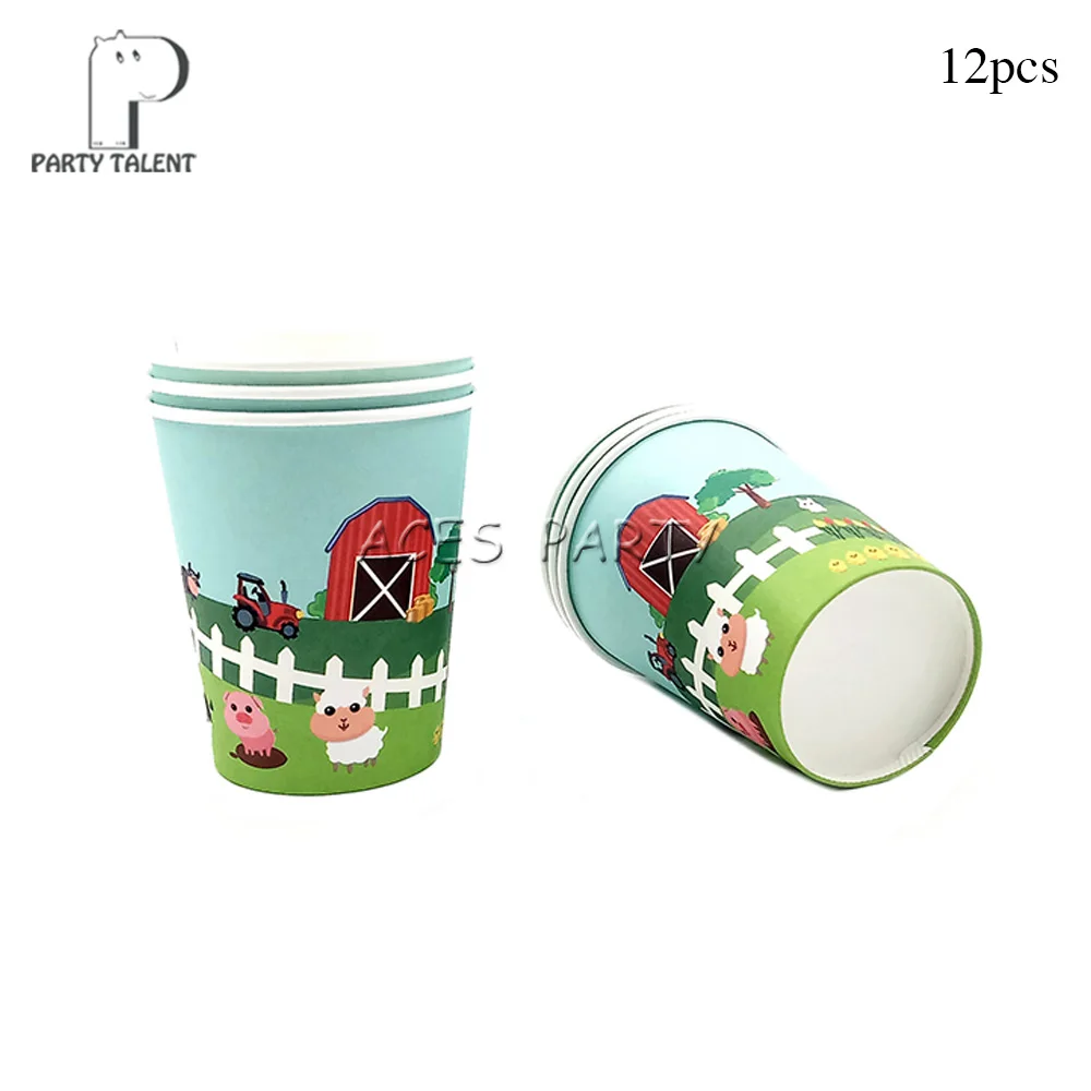 Boys Kids Farm Animal theme table cloth table cover, birthday party Tableware Balloon Candy Box Flag Plate Cup Party Supplies