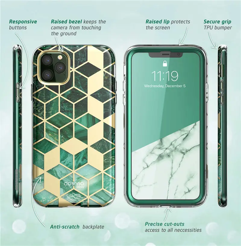 I-Blason для iPhone 11 Pro Max чехол 6,5 Дюймов() Cosmo полный корпус блестящий Мраморный бампер чехол со встроенной защитной пленкой