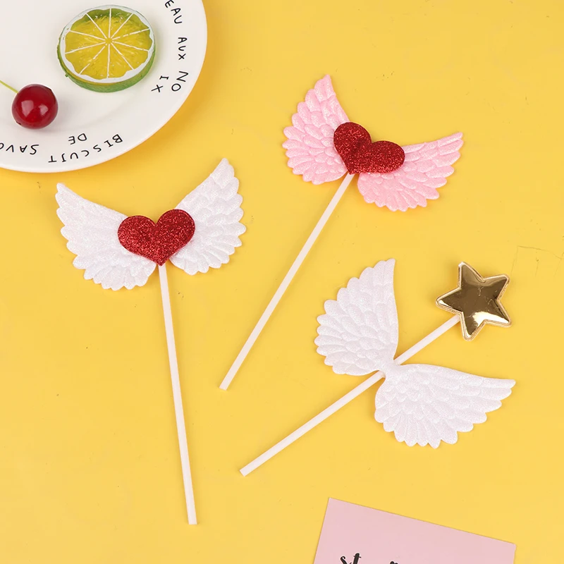

Happy Birthday Cake Topper Birthday Cake Decoration Angel Wings Gold Pentagram