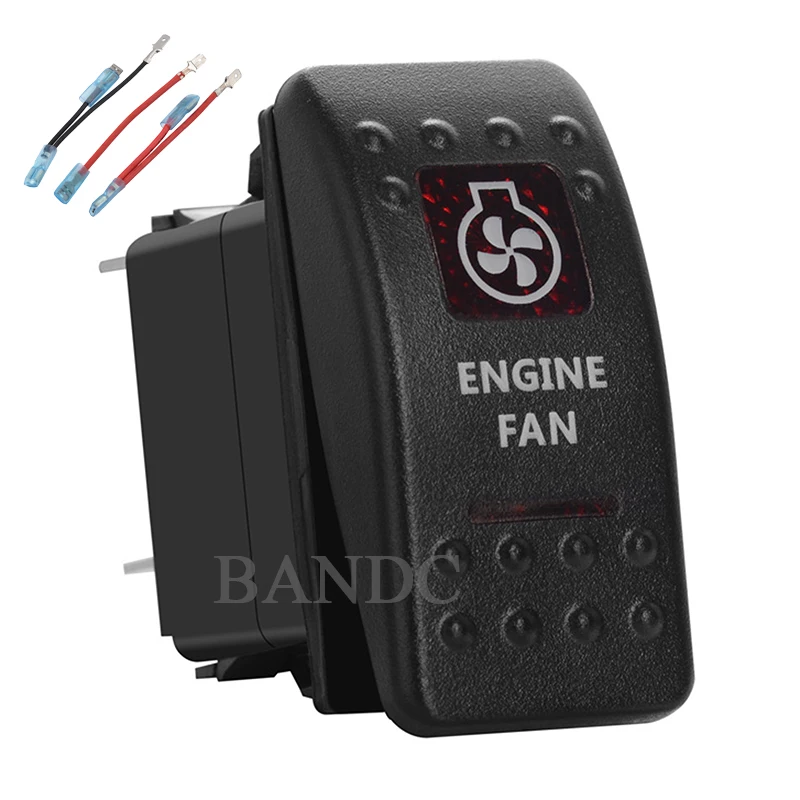 

ENGINE FAN Rocker Switch 5Pins on-off SPST Dual Red Led Lamp for Car Boat RV Truck Vehicles，Waterproof，12V 24V，Jumper Wires