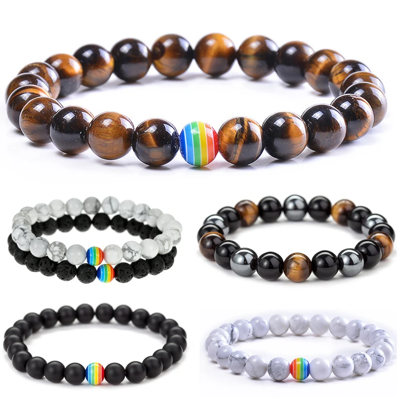 

Парный браслет из бисера Радужный Браслет из белой сосны