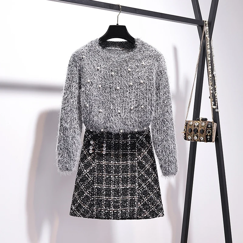 JSXDHK осенне-зимний комплект из двух предметов с бусинами повседневный модный