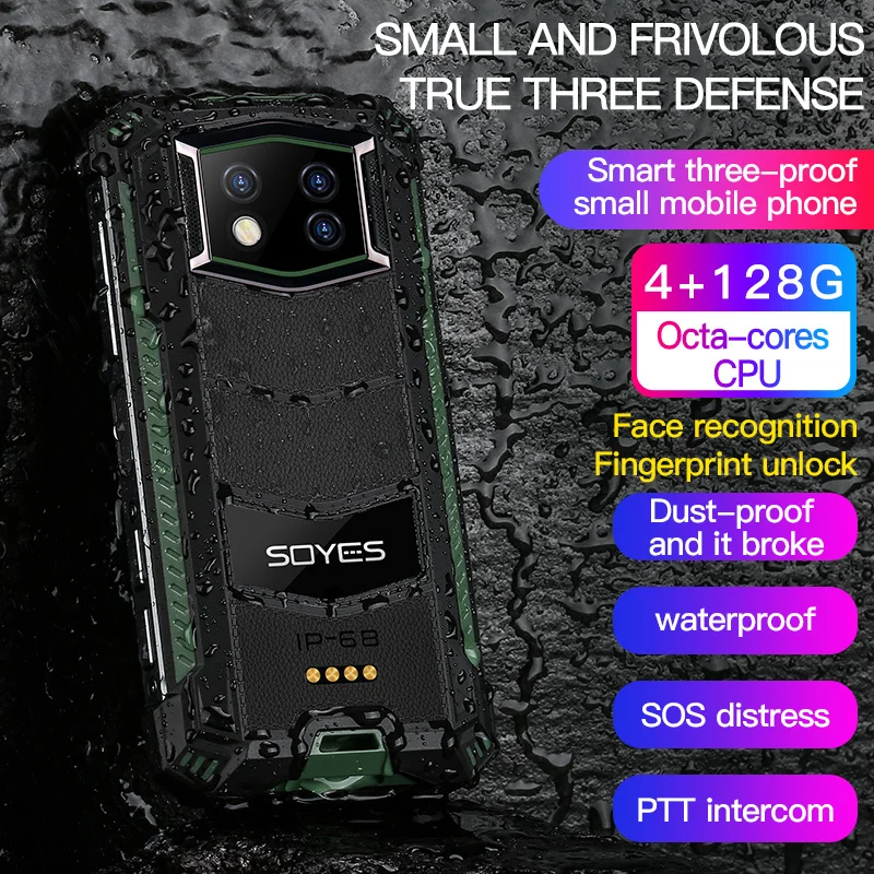 ip68 shockproof android 10 0 4gb 128gb 4g mini rugged smartphone octo core telephone portable unlocked phones small cellphones free global shipping