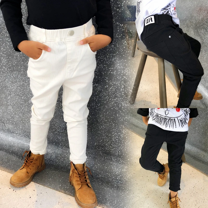 Лидер продаж весенние штаны для мальчиков 2020 однотонные белые/черные девочек